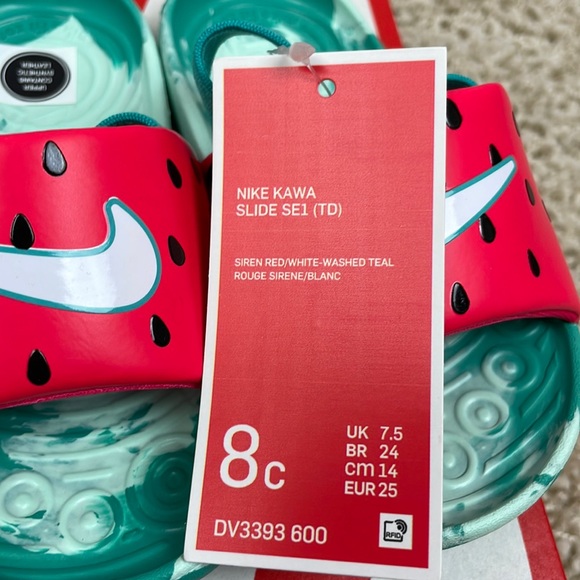 NWT Nike Kawa Lil Fruits Baby/Toddler Slides SZ 8C Watermelon Unisex - Picture 8 of 8